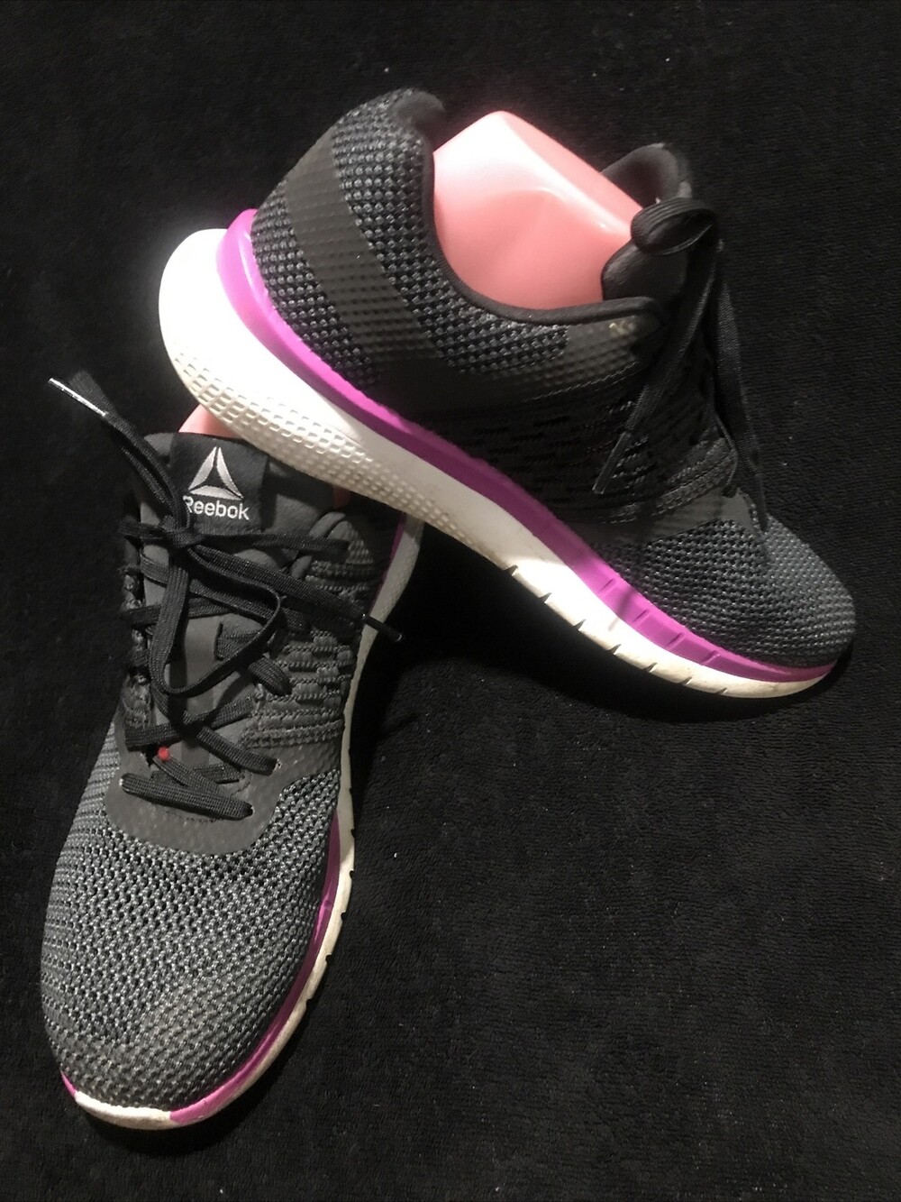 Reebok Athletic Sneakers Shoes 1Y3502 Black Fuscia Sz 8.5M